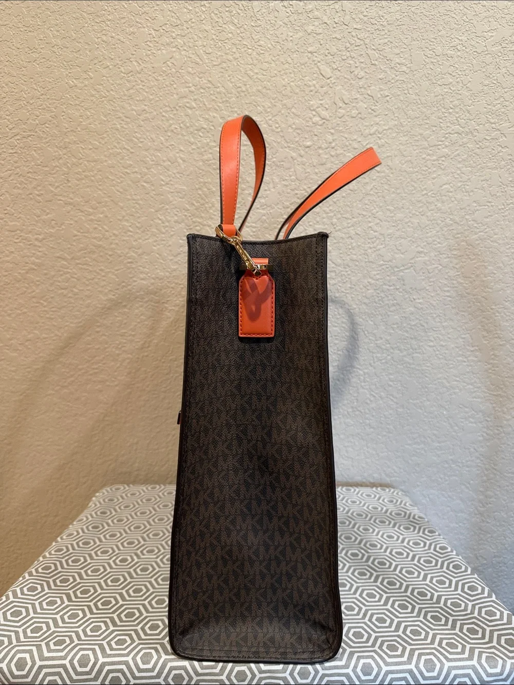 Michael Kors KENLY Lg north south tote satchel shoulde carry bag Tangerine
